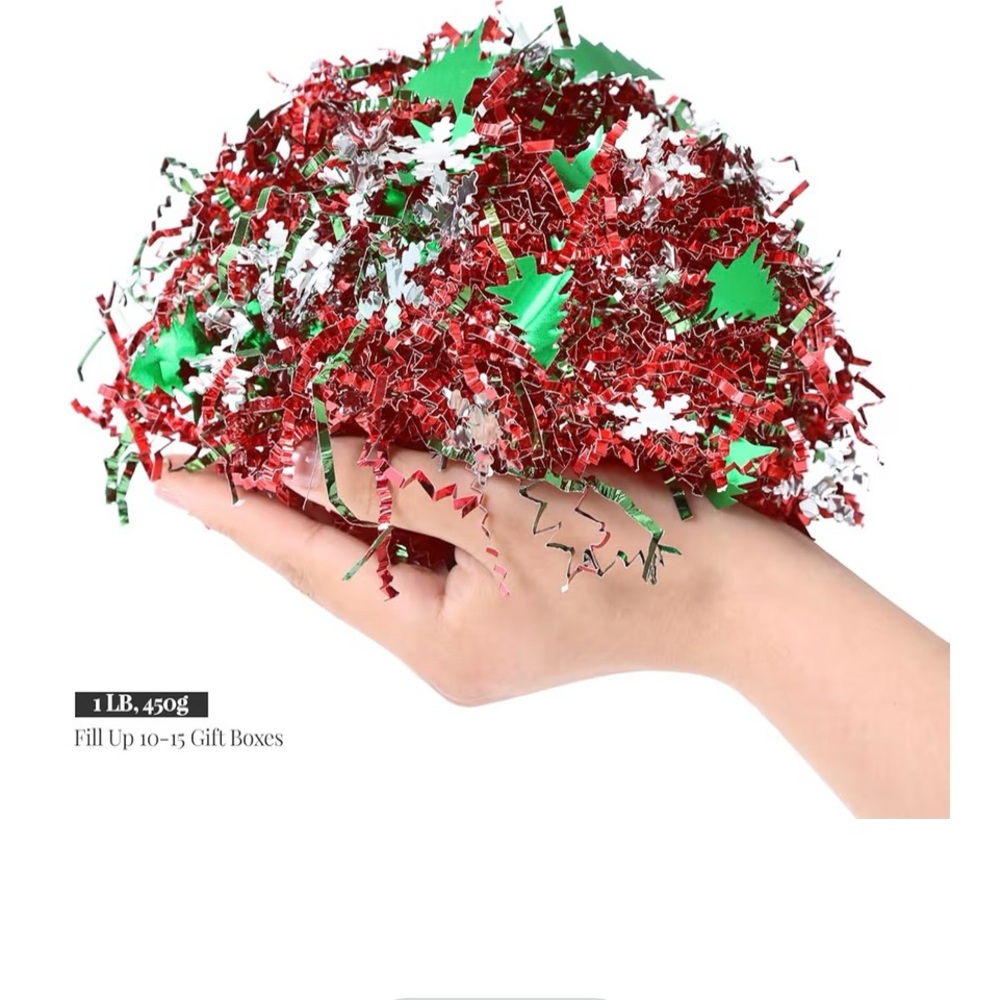 Festive Red and Green Party Shredded Paper